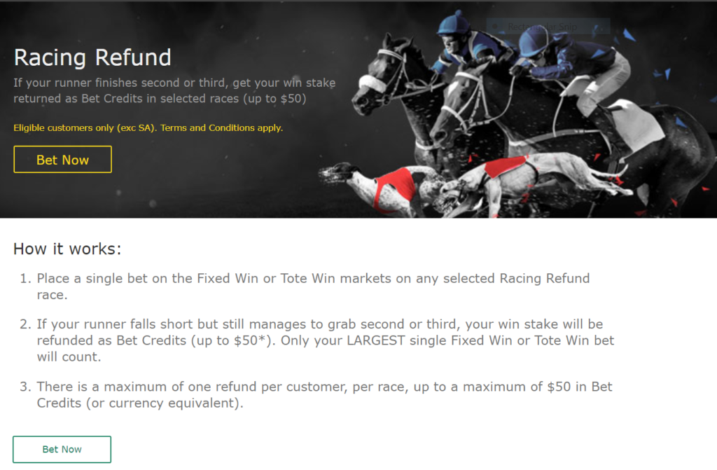 Bet365 racing refund promotional offer.