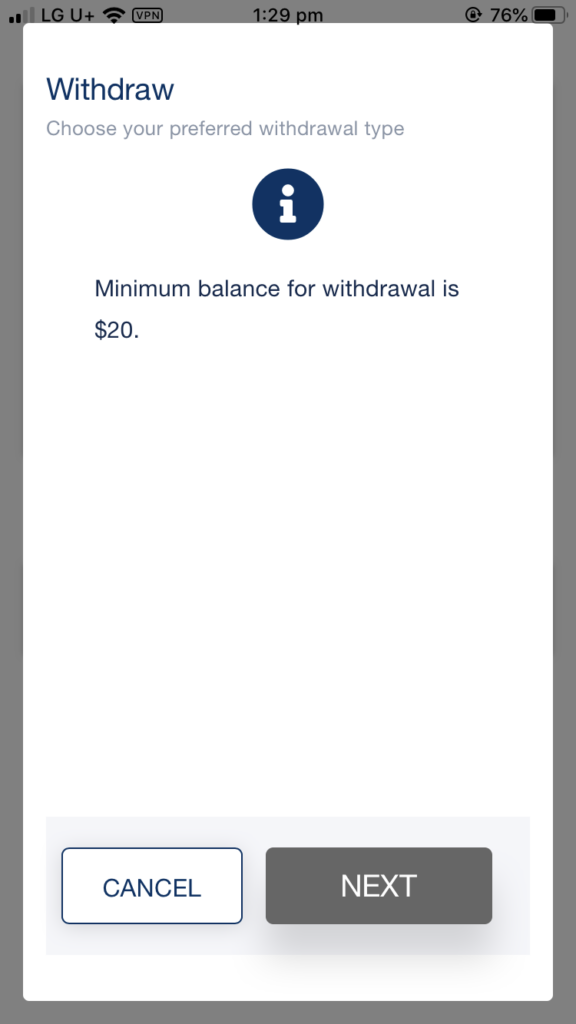 Humaniti app withdrawal limit.